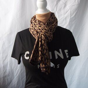 MICHAEL MICHAEL KORS Brown Knit Monogram MK Signature Logo Long Scarf Rectangle